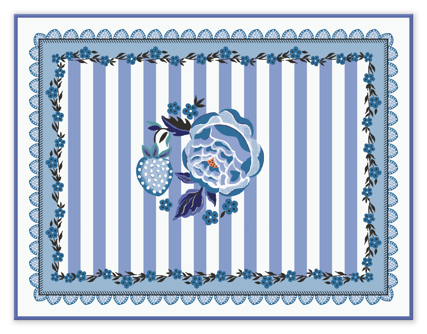 Cath Kidston Strawberry Garden Blue Placemats Set of 2