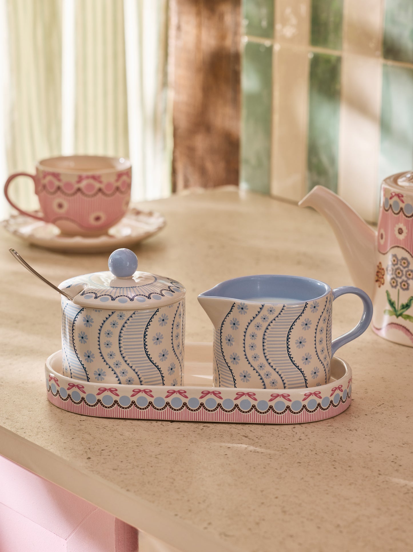 Cath Kidston Spitalfields Silk Sugar & Milk Jug Set