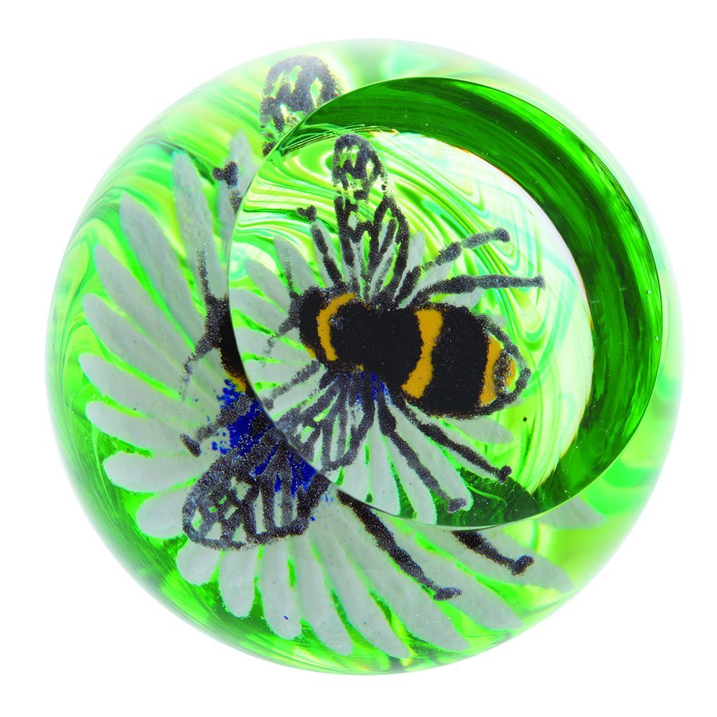Caithness Glass Bee on a Flower Paperweight