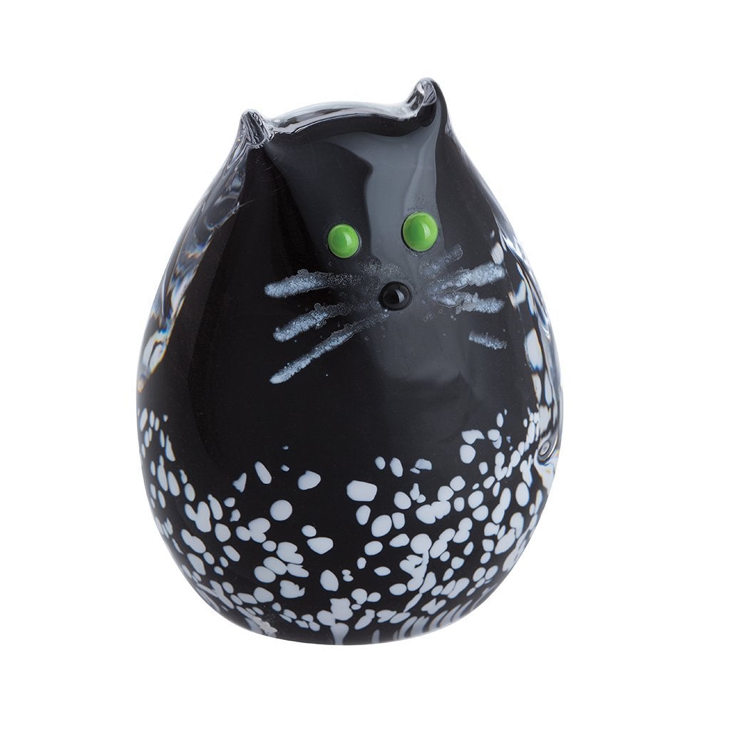 Caithness Glass Black and White Cat and Kitten-Paperweights-Goviers