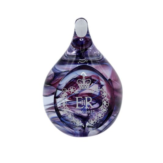 Caithness HM E II R Commemorative Teardrop paperweight-Goviers
