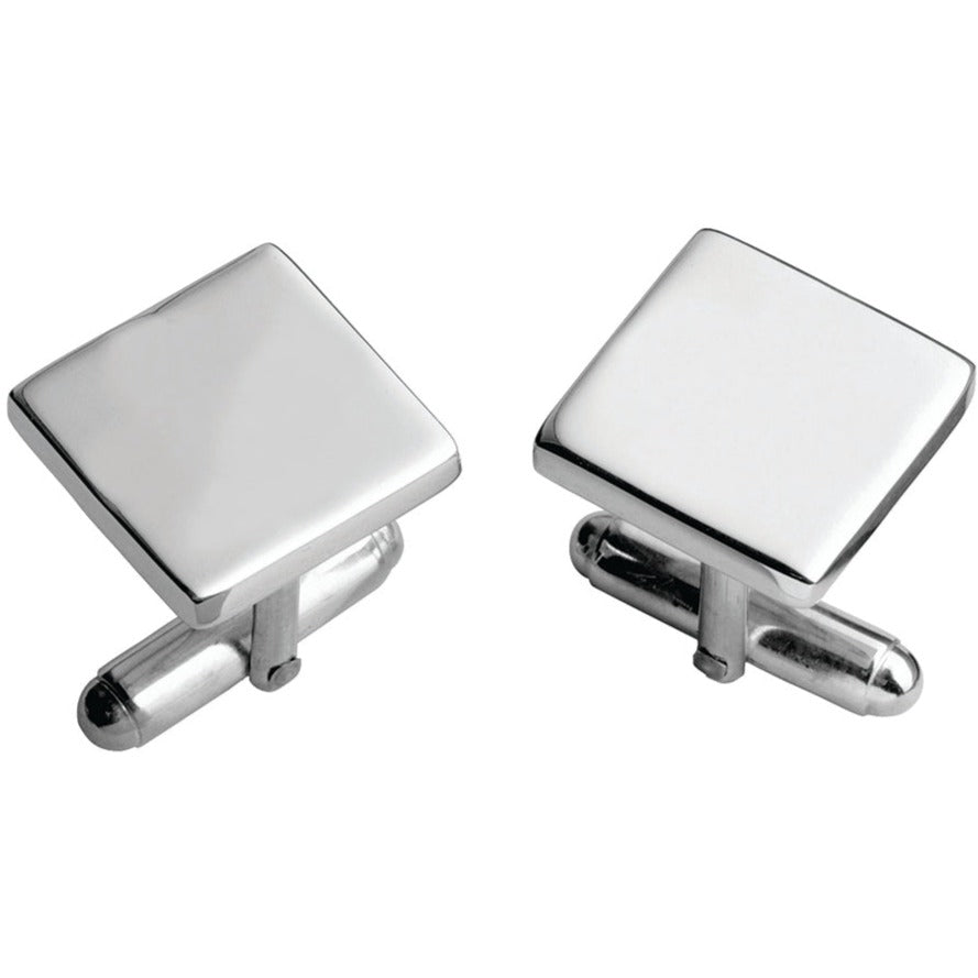 Carrs Plain Square Cufflinks Sterling Silver-Silver-Goviers