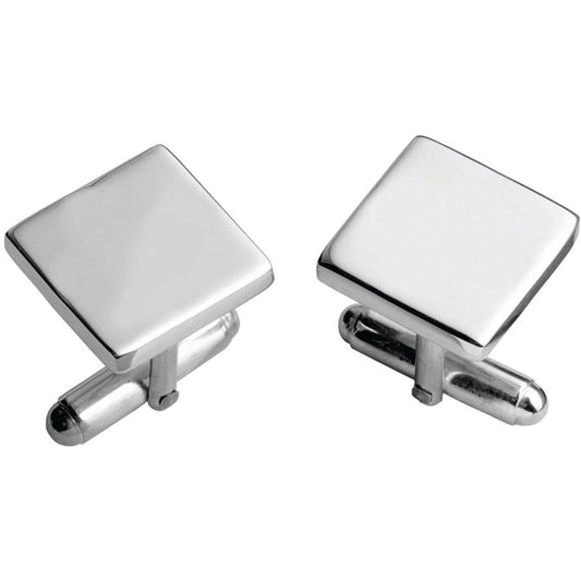 Carrs Plain Square Cufflinks Sterling Silver-Silver-Goviers