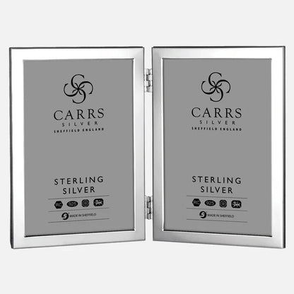Carrs Silver Classic Flat Narrow Double Photo Frame-Goviers
