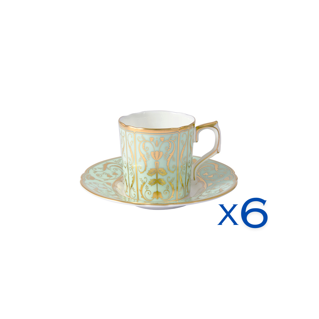 Royal Crown Derby Darley Abbey Coffee Cup and Saucer Set of 6