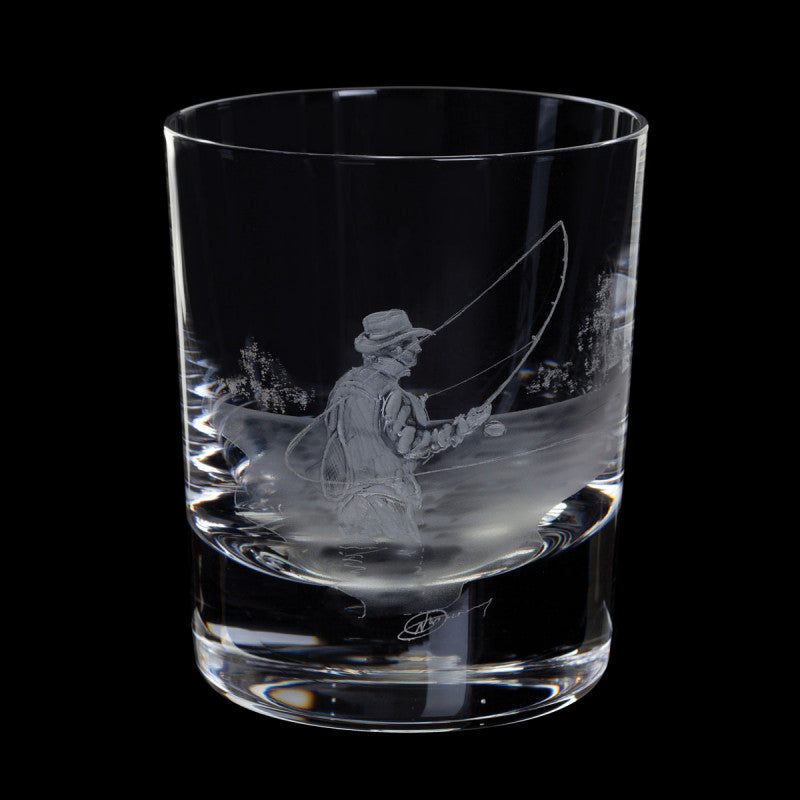 Dartington Crystal Hand Engraved Fly Fisherman Tumbler