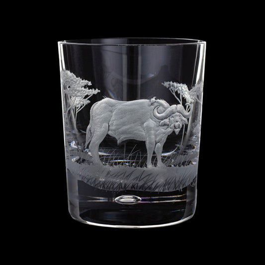 Dartington Crystal Hand Engraved Majestic Wildlife Buffalo Tumbler-Goviers