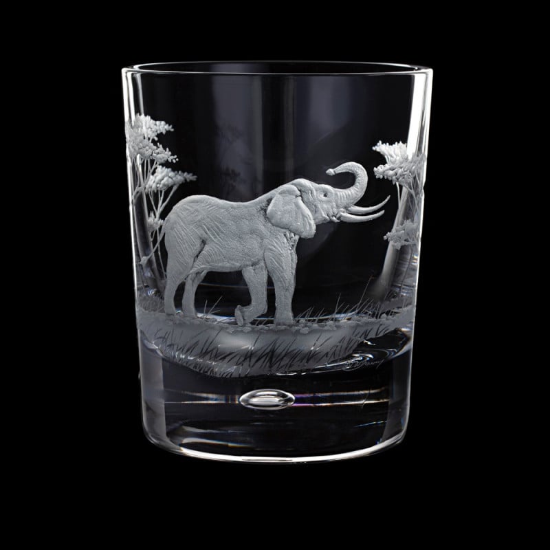Dartington Crystal Hand Engraved Majestic Wildlife Elephant Tumbler