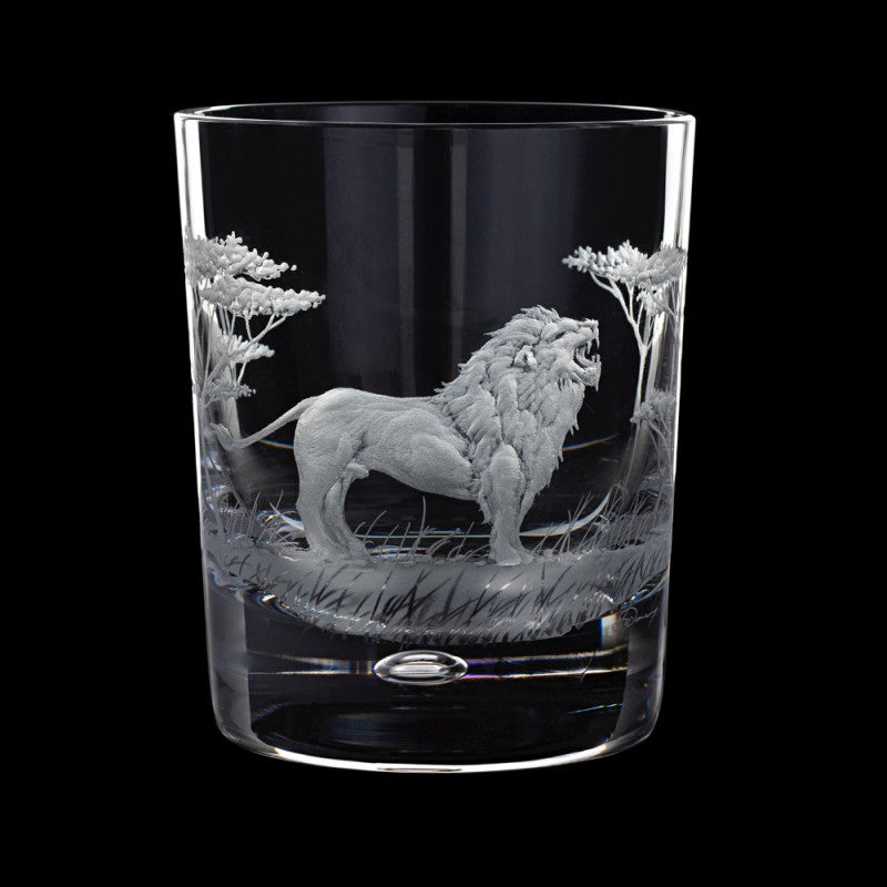 Dartington Crystal Hand Engraved Majestic Wildlife Lion Tumbler-Goviers