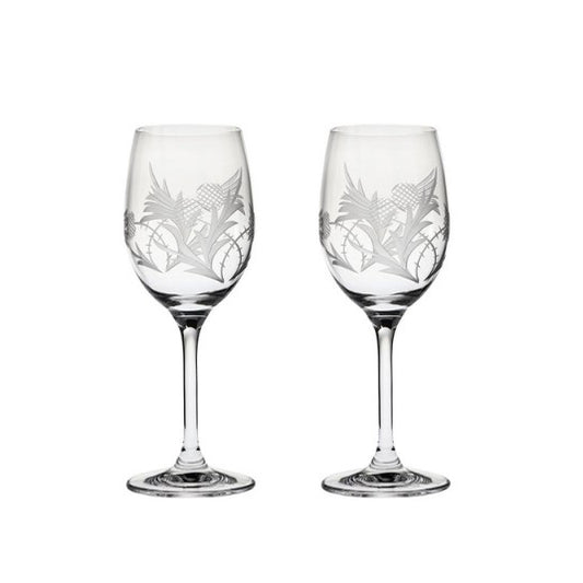 Royal Scot Crystal Flower of Scotland Set of 2 Small Wine Glasses