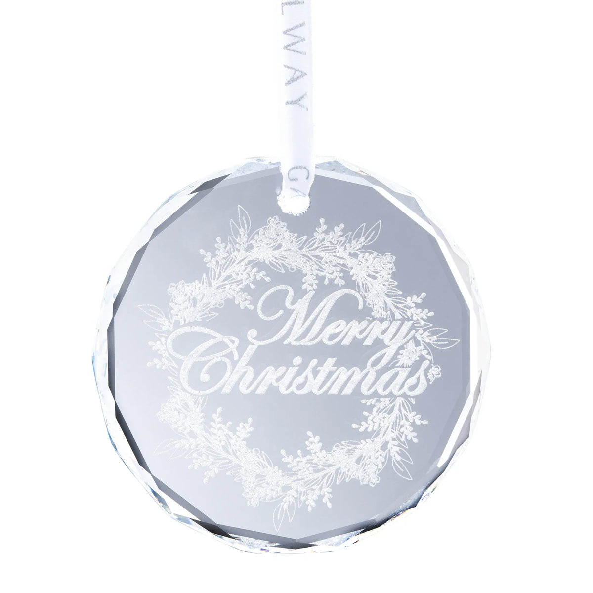 Galway Crystal Merry Christmas Wreath Round Ornament-Goviers