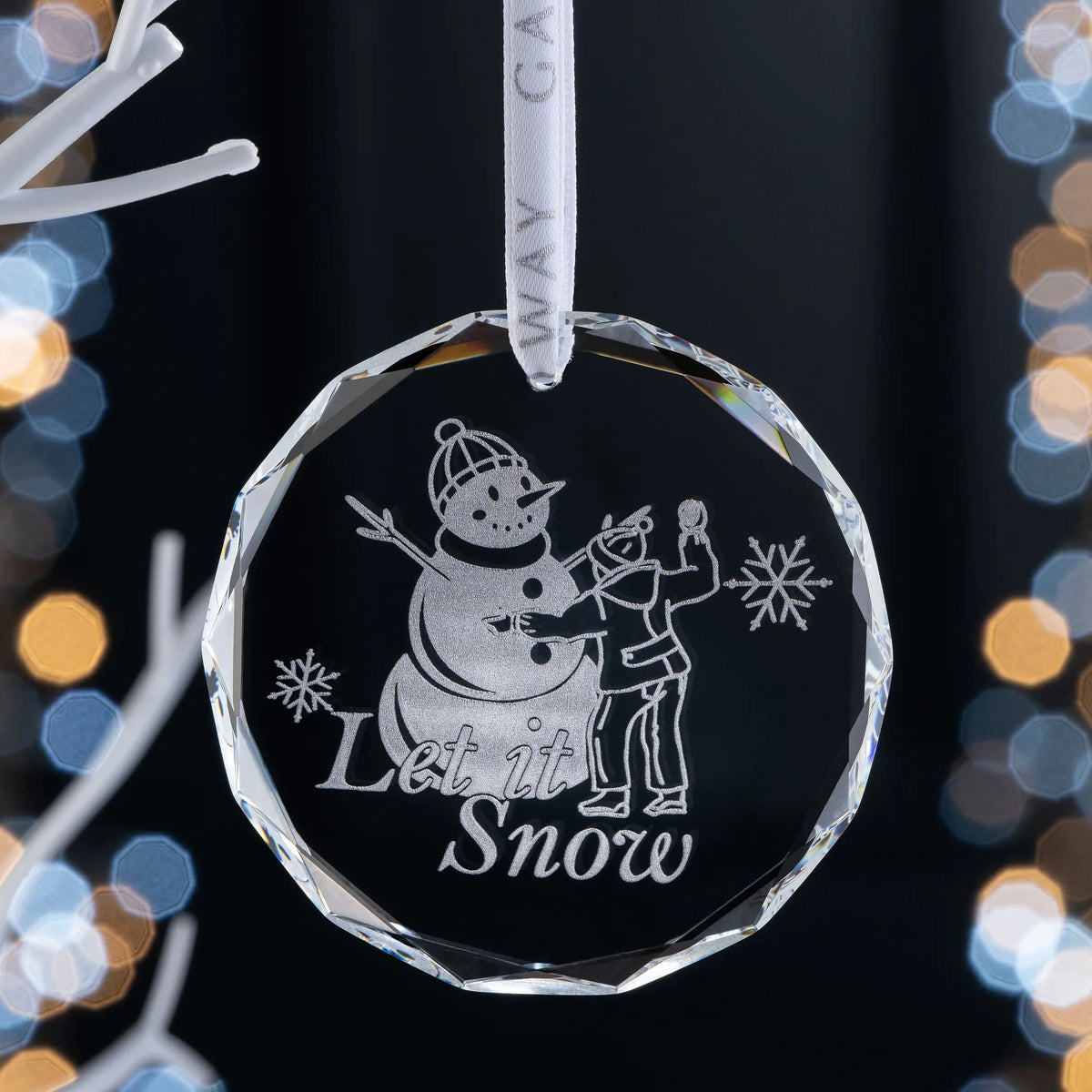Galway Crystal Let it Snow Round Ornament-Goviers
