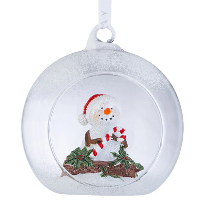 Galway Crystal Candy Cane Snowman Hanging Bauble-Goviers