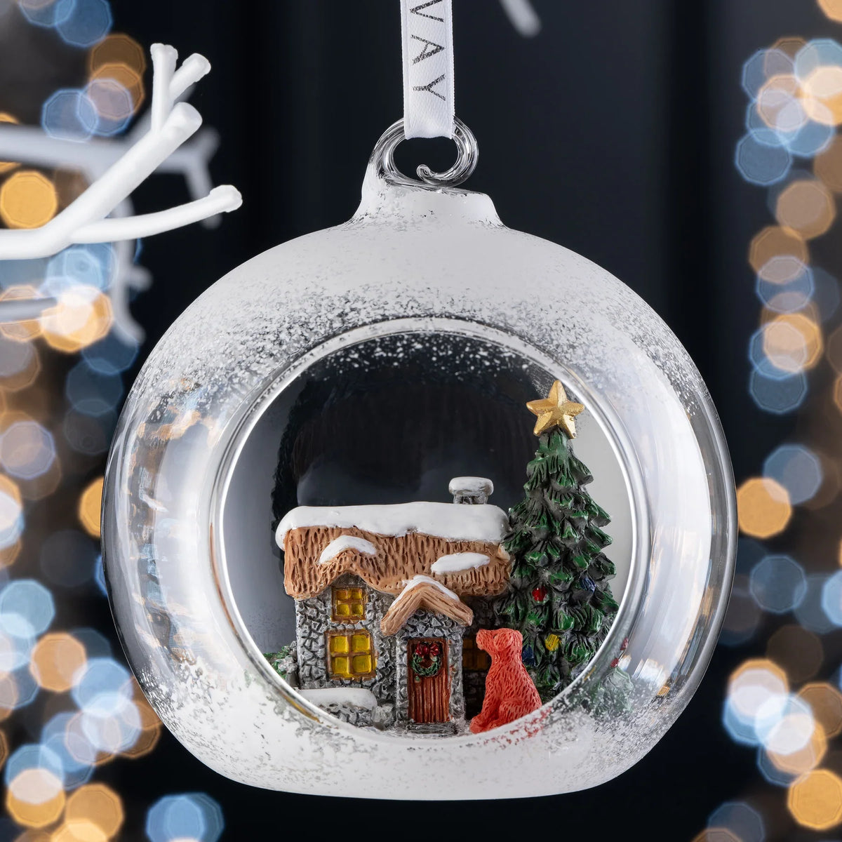 Galway Crystal Christmas Cottage Hanging Bauble-Goviers