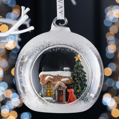 Galway Crystal Christmas Cottage Hanging Bauble-Goviers