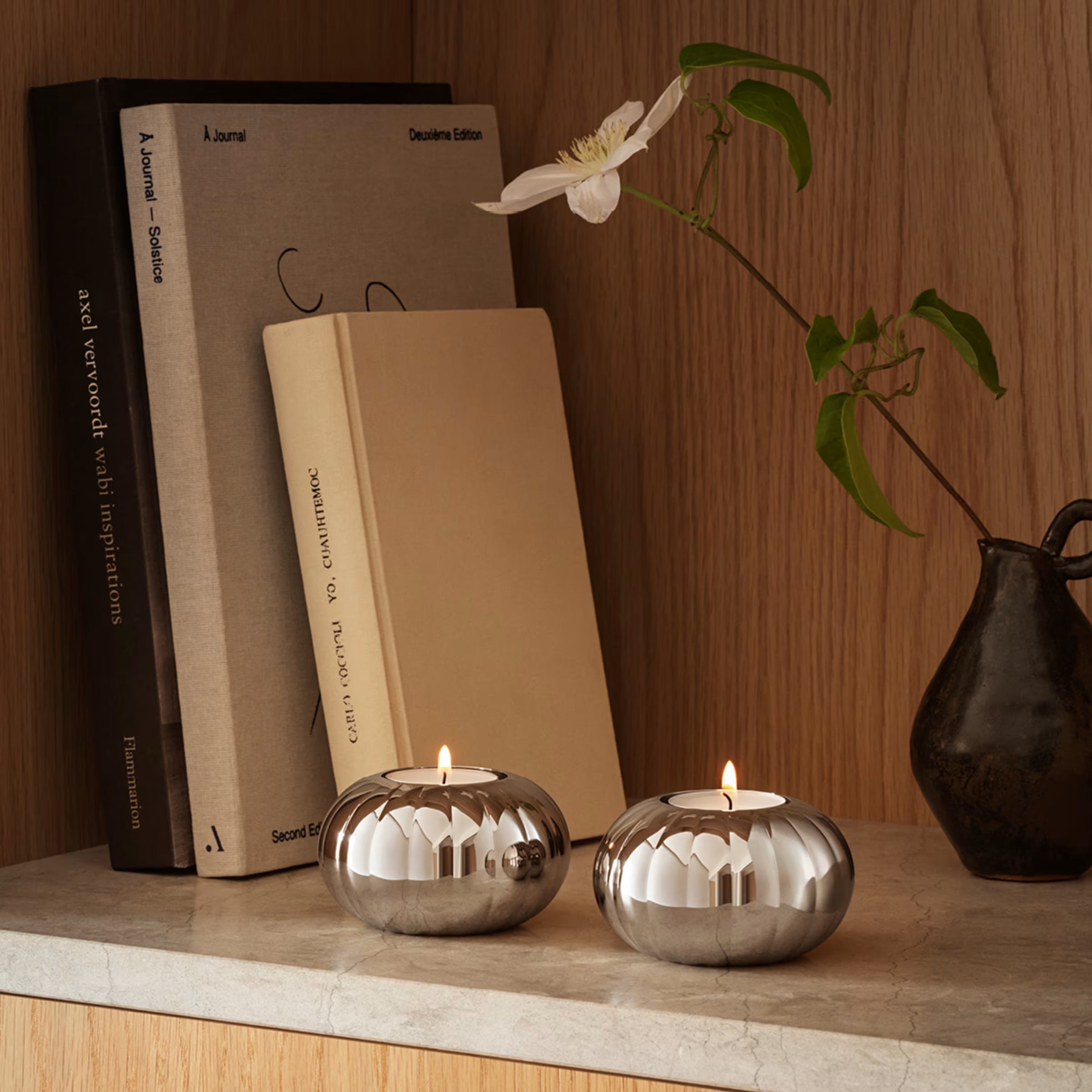 Georg Jensen Bernadotte Tealight Candleholders, Set of 2