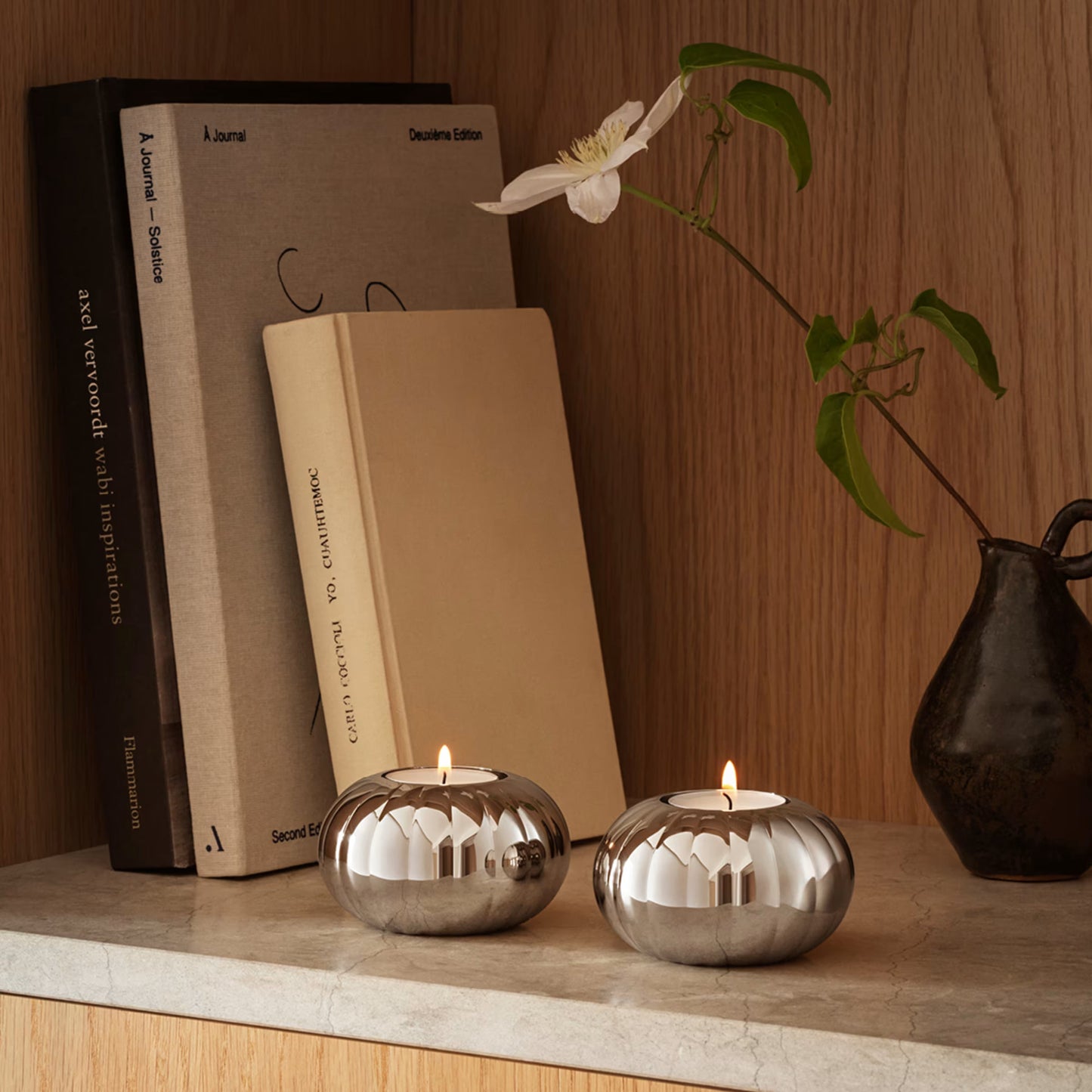 Georg Jensen Bernadotte Tealight Candleholders, Set of 2-Goviers