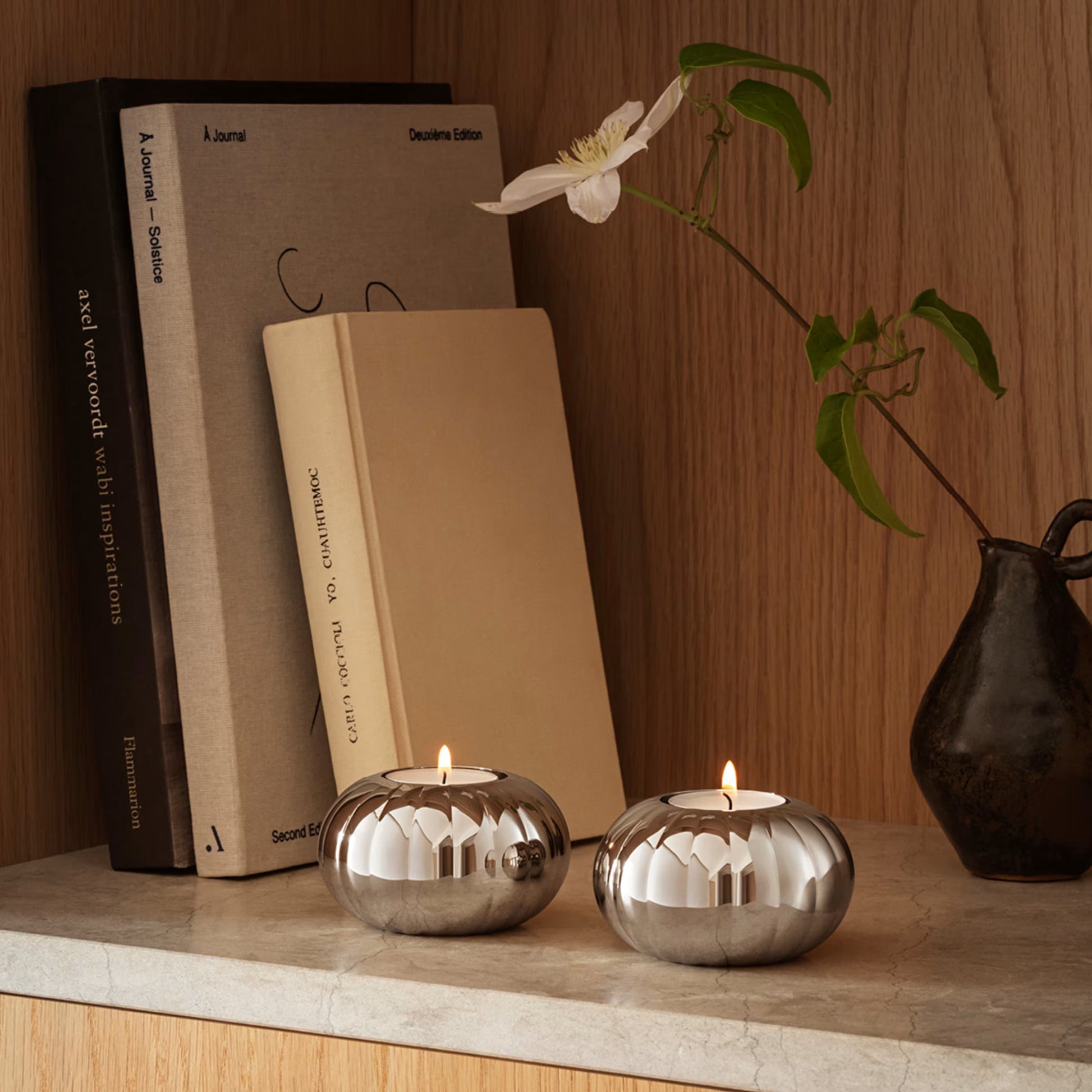 Georg Jensen Bernadotte Tealight Candleholders, Set of 2-Goviers