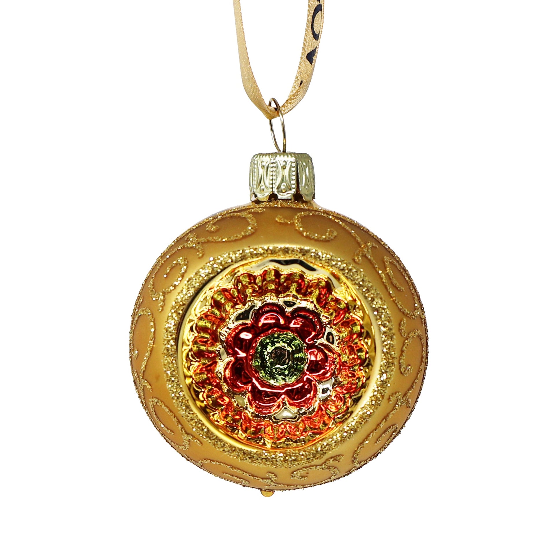 Hand Blown Glass Gold Bauble Set of 6