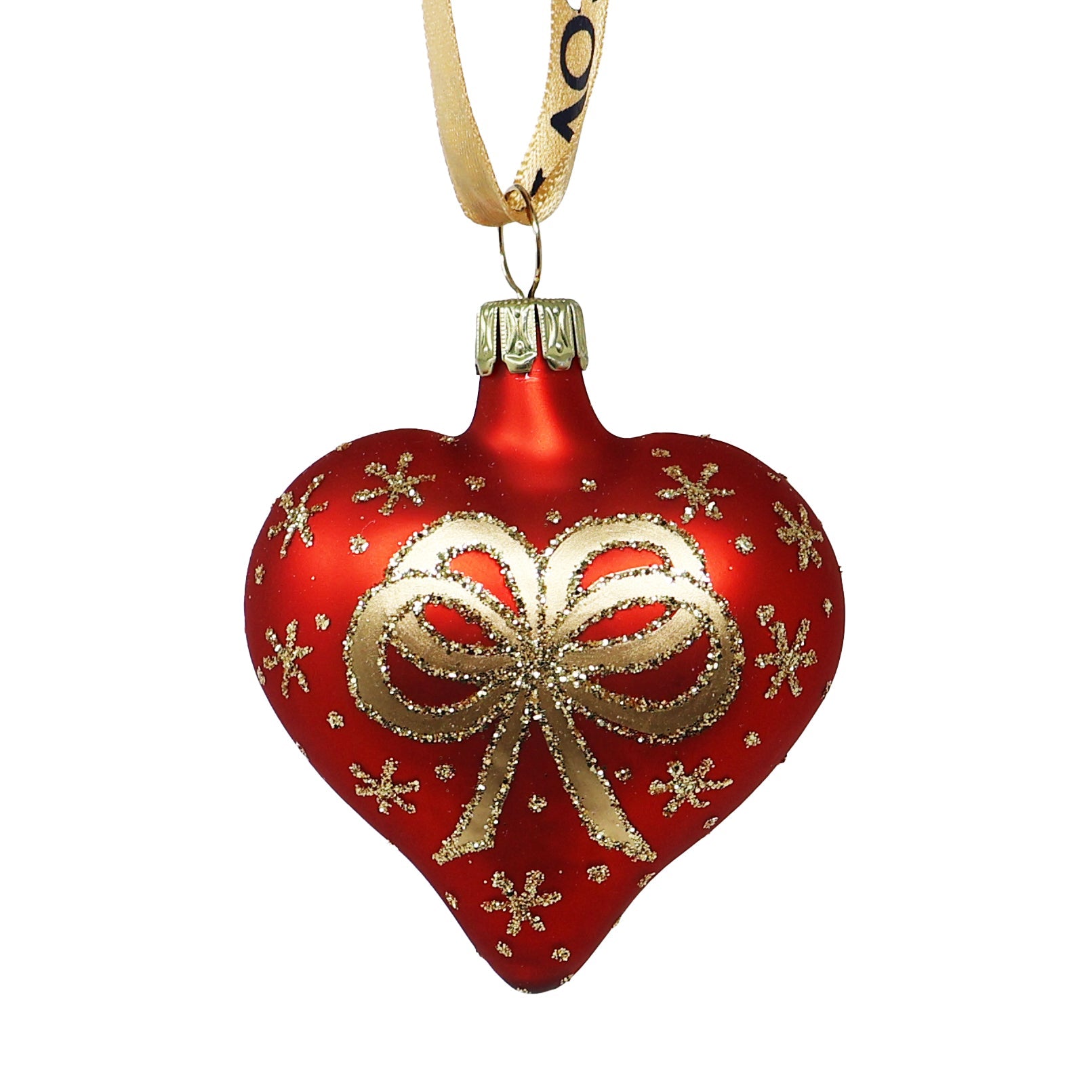 Hand Blown Glass Red Heart Ornament Set of 6-Goviers