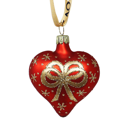 Hand Blown Glass Red Heart Ornament Set of 6-Goviers