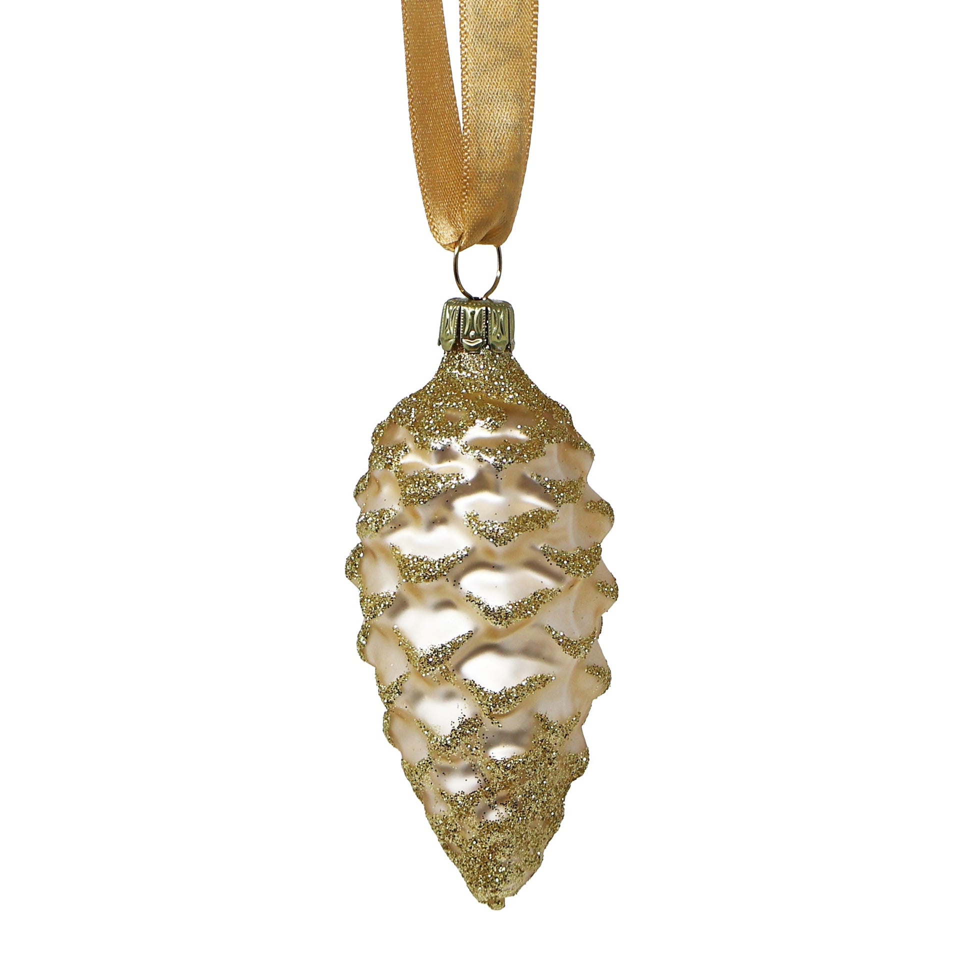 Hand Blown Glass Small Pinecone Ornament Set of 6-Goviers