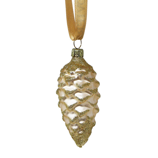 Hand Blown Glass Small Pinecone Ornament Set of 6-Goviers