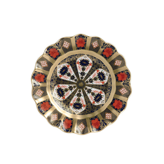 Royal Crown Derby Old Imari Solid Gold Band Fluted Dessert Plate 22cm