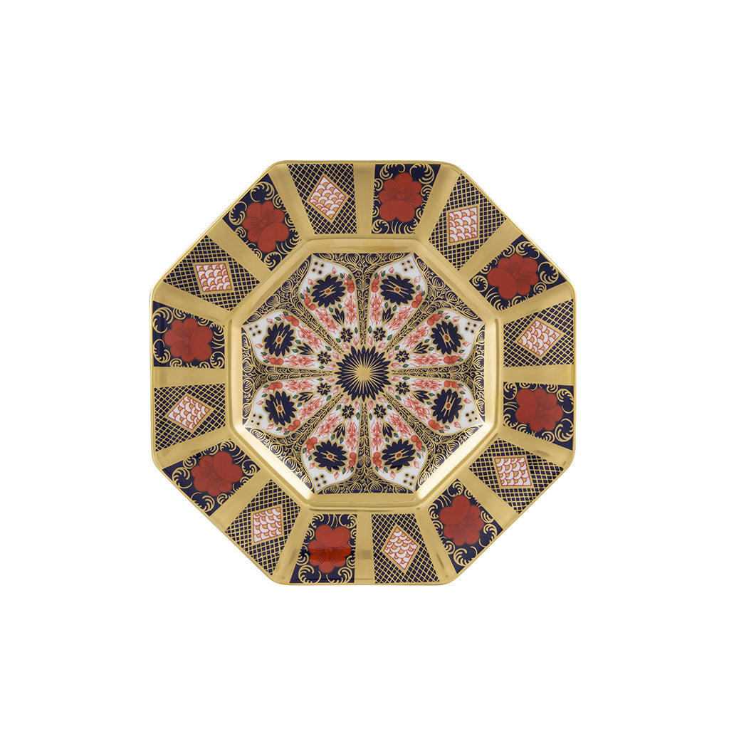 Royal Crown Derby Old Imari Solid Gold Band Octagonal Plate 22.5cm