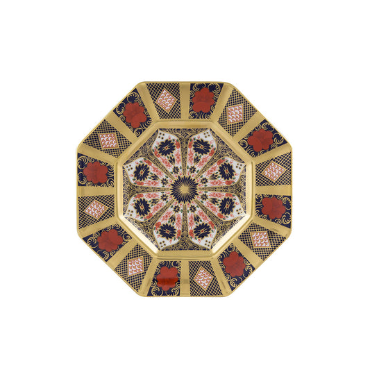 Royal Crown Derby Old Imari Solid Gold Band Octagonal Plate 22.5cm
