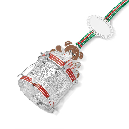 Newbridge Silverware Drum with Teddy Bear Christmas Tree Decoration - DELIVERY JULY