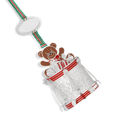 Newbridge Silverware Drum with Teddy Bear Christmas Tree Decoration - DELIVERY JULY