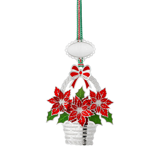Newbridge Silverware Poinsettia Basket Christmas Tree Decoration - DELIVERY JULY