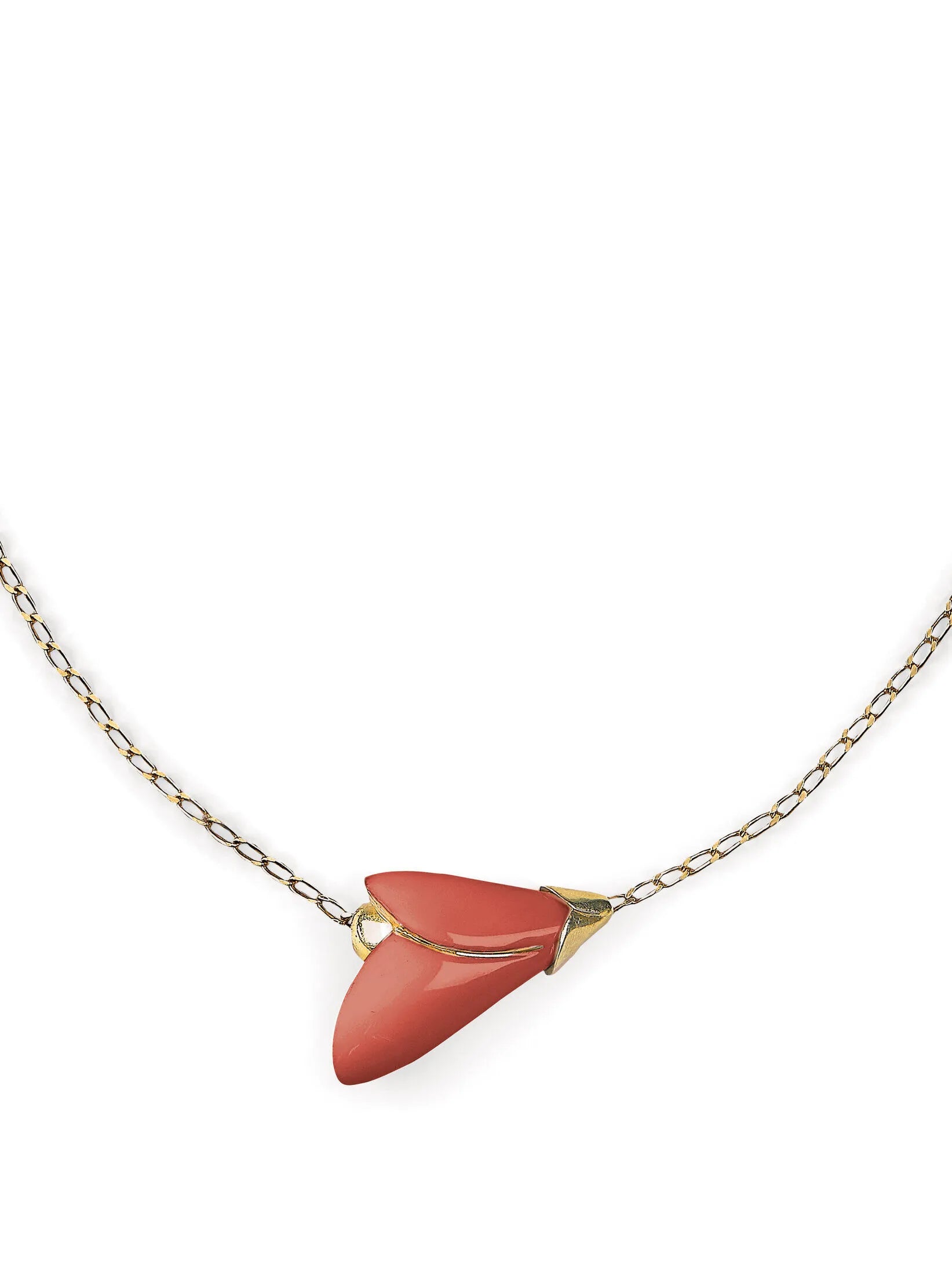 Lladro Heliconia Coral Pendant Necklace