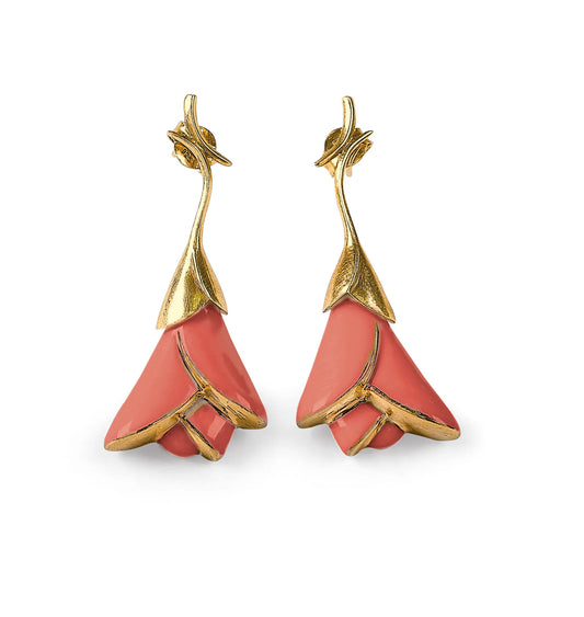 Lladro Heliconia Coral Short Earrings-Goviers