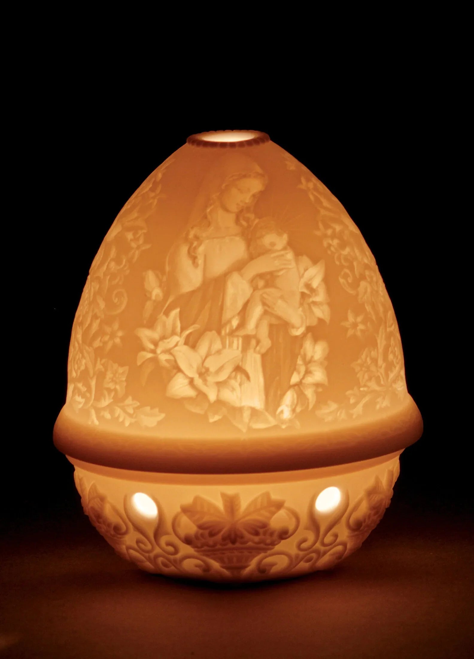 Lladro Madonna of the Flowers Lithophane Votive Light