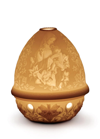 Lladro Madonna of the Flowers Lithophane Votive Light-Goviers