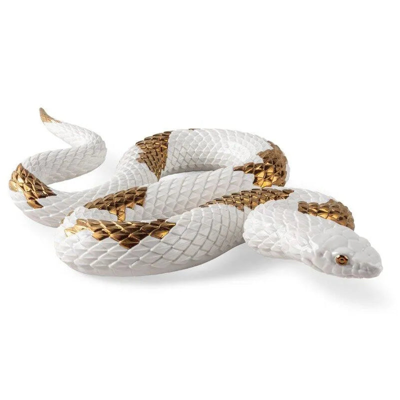 Lladro Snake White & Copper