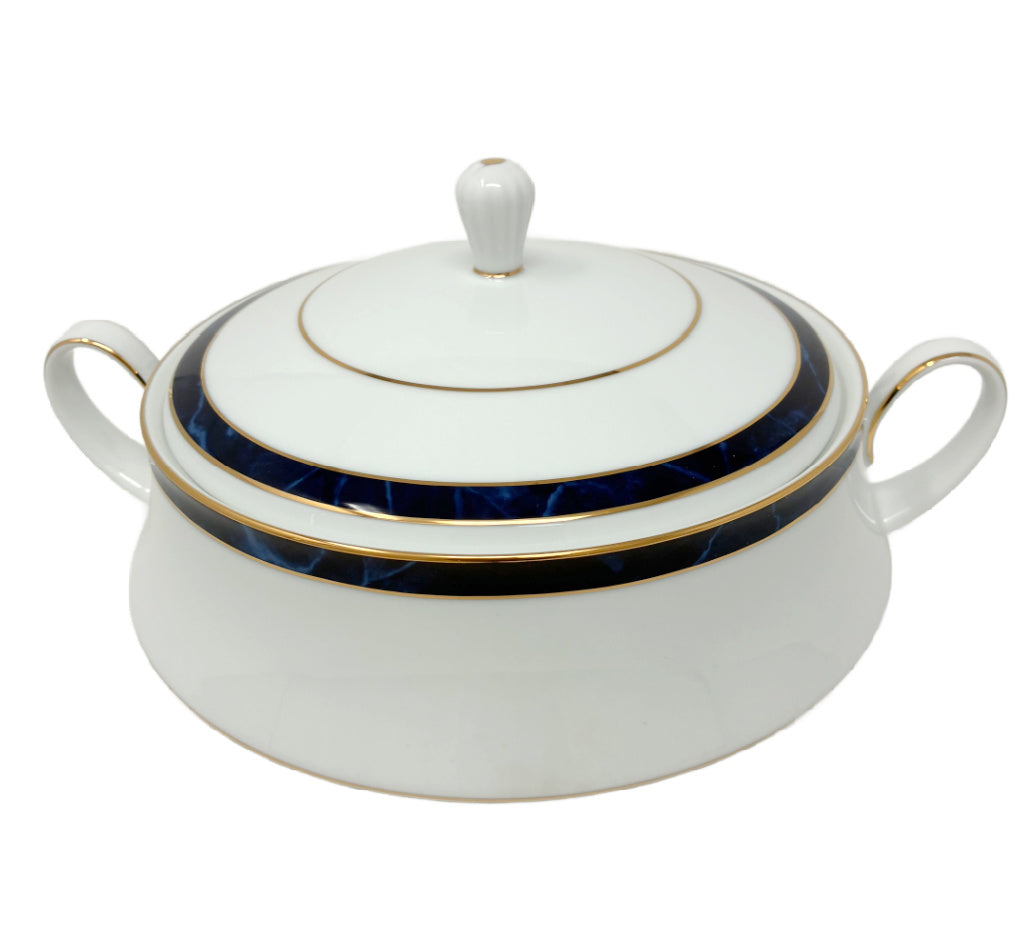 Noritake Marble Blue Covered Vegetable Dish