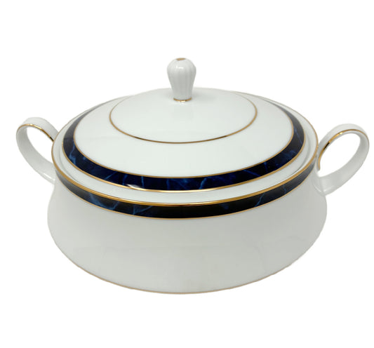 Noritake Marble Blue Covered Vegetable Dish