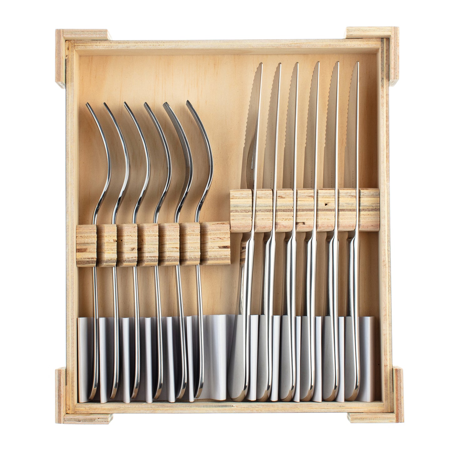Charingworth Mogano Satin Wooden Box Steak Set 12 Piece