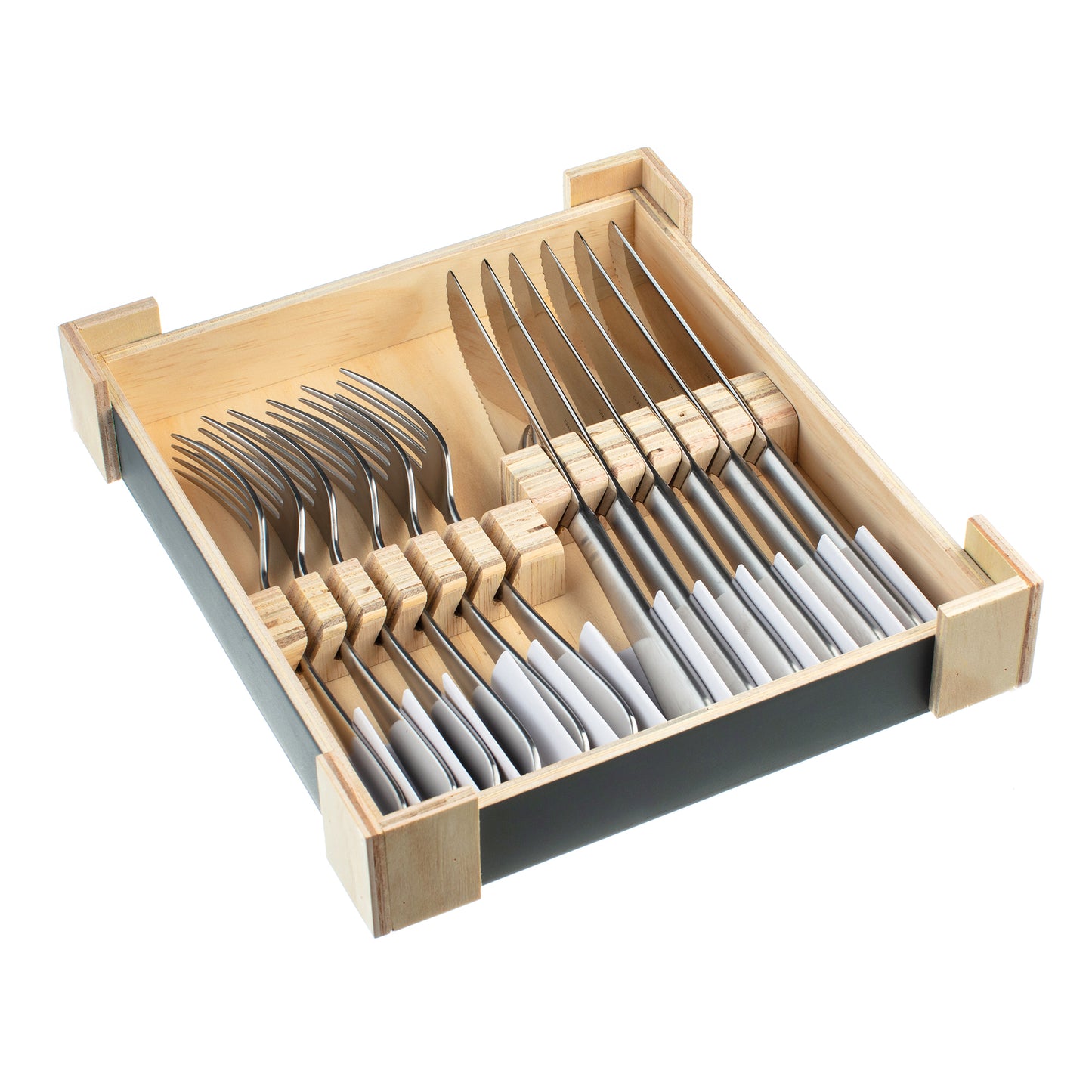 Charingworth Mogano Satin Wooden Box Steak Set 12 Piece
