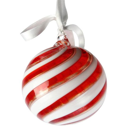 Murano Glass Christmas Ball Red Spiral Fantasy-Glass-Goviers