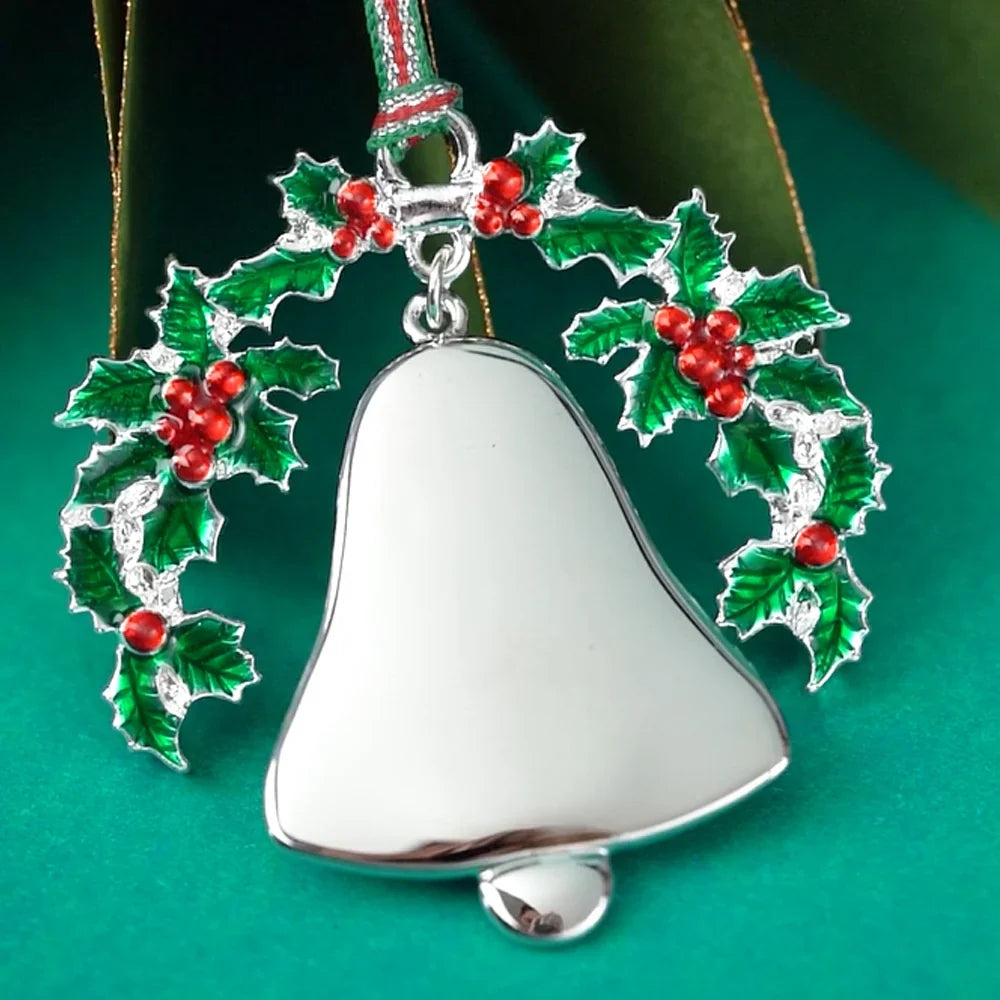 Newbridge Silverware Bell and Holly Christmas Tree Decoration-Goviers