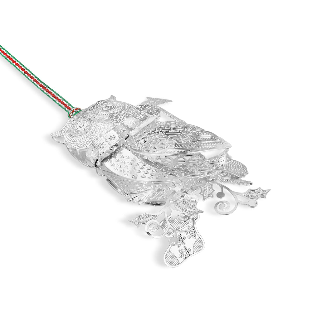 Newbridge Silverware Owl with Scarf Christmas Tree Decoration-Goviers