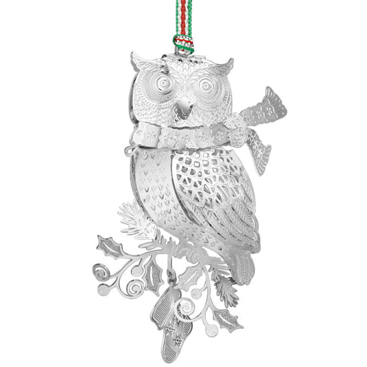 Newbridge Silverware Owl with Scarf Christmas Tree Decoration-Goviers