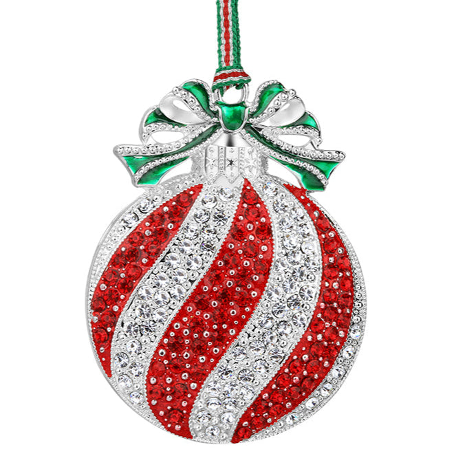 Newbridge Silverware Red & Clear Stone Bauble Christmas Tree Decoration-Goviers