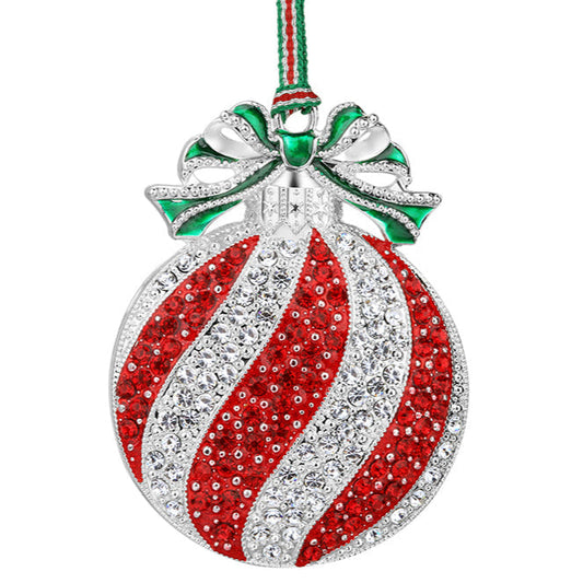 Newbridge Silverware Red & Clear Stone Bauble Christmas Tree Decoration-Goviers