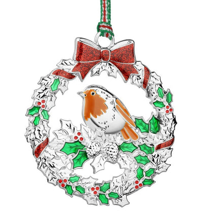 Newbridge Silverware Robin with Holly Christmas Tree Decoration-Goviers