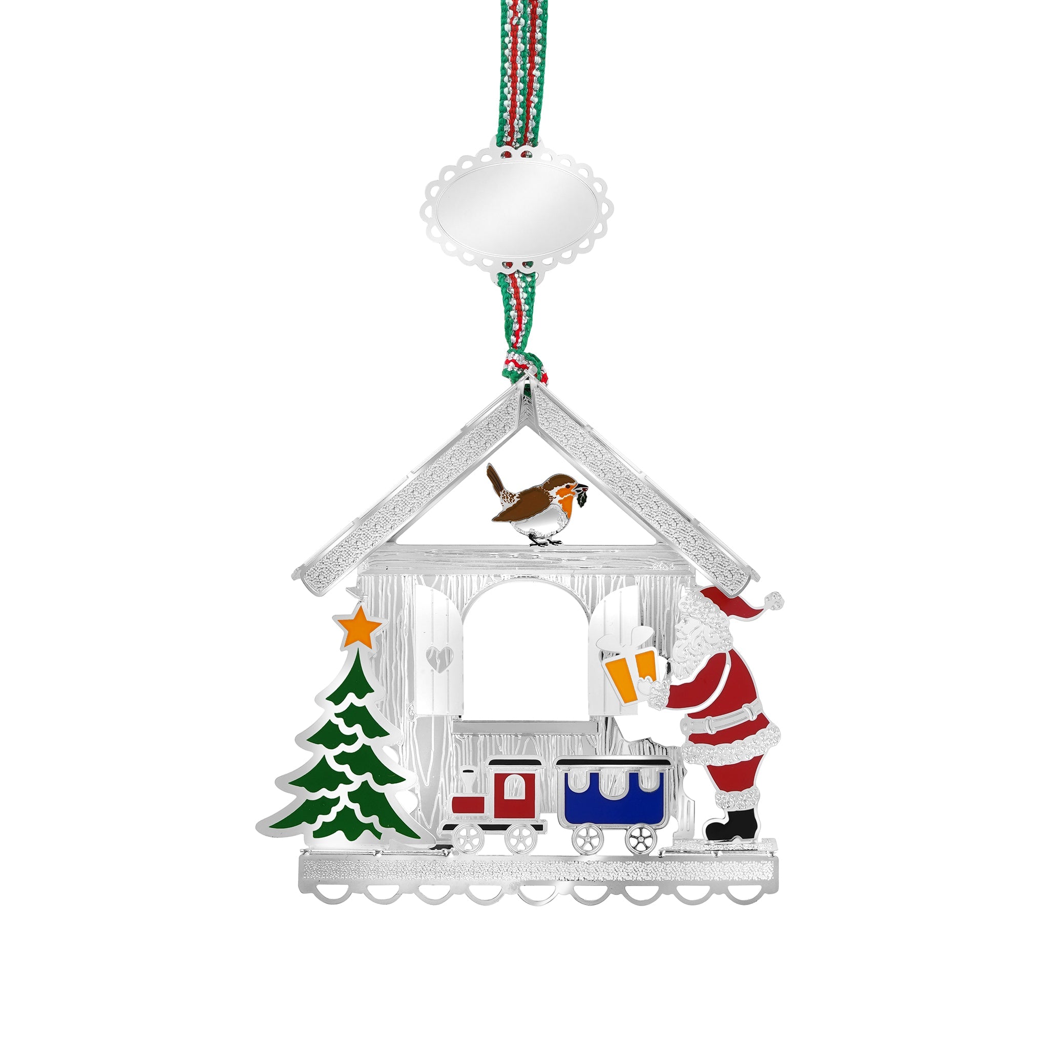 Newbridge Silverware Santa and Robin Christmas Tree Decoration - DELIVERY JULY